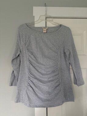 Sundance Light Gray Ruched Front Tee Top women’s size L